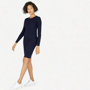 Elegant Navy Ribbed Knit Dress